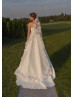Strapless Ivory Satin Pleated Slit Wedding Dress Strapless Ivory Satin Pleated Slit Wedding Dress